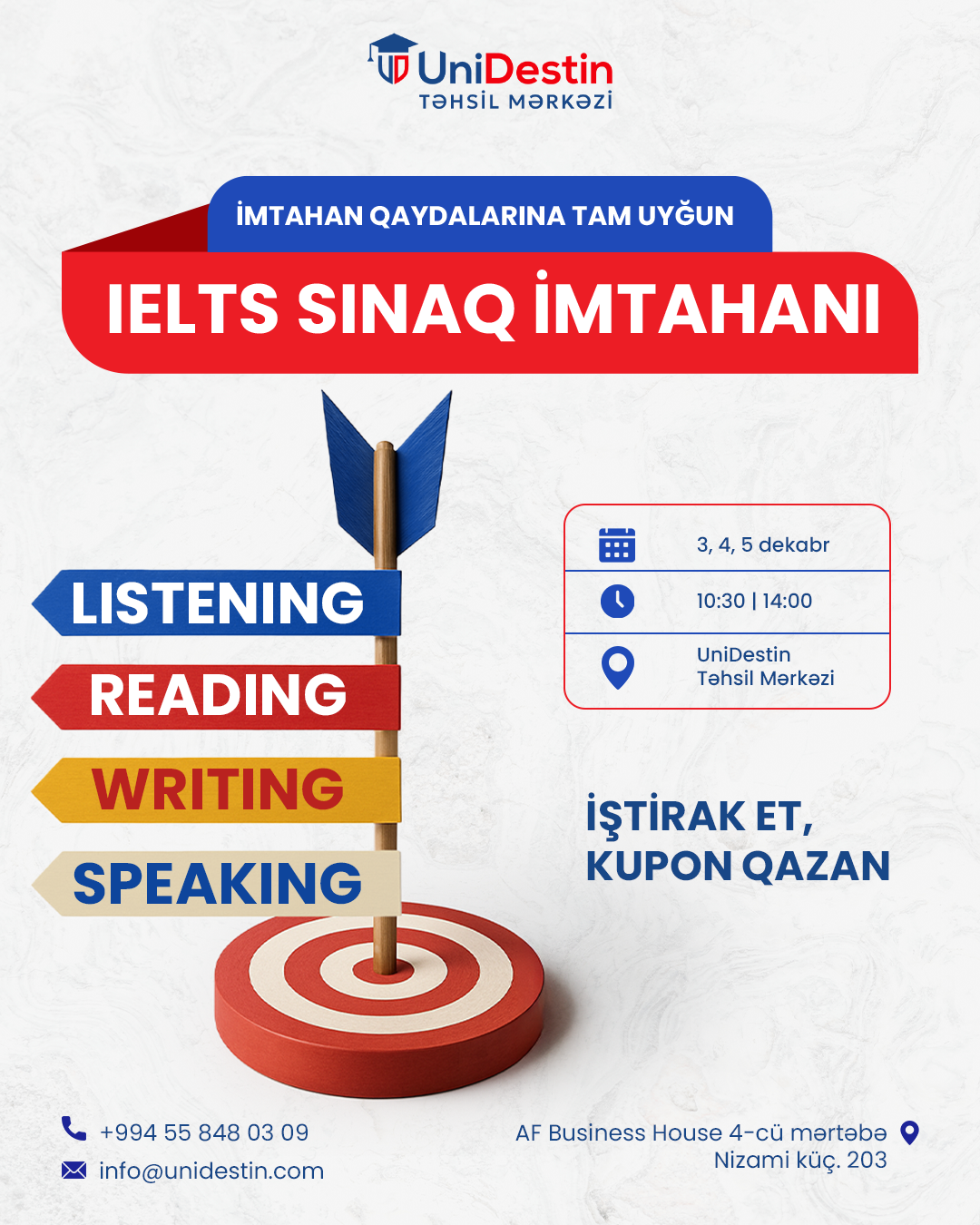 IELTS Sınaq İmtahanı: Real İmtahan Təcrübəsi və Xüsusi Endirim İmkanları